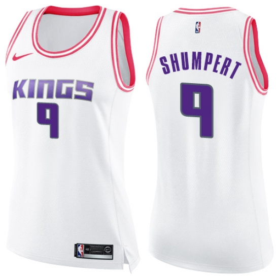 Women's Nike Sacramento Kings 9 Iman Shumpert Swingman White/Pink Fashion NBA Jersey