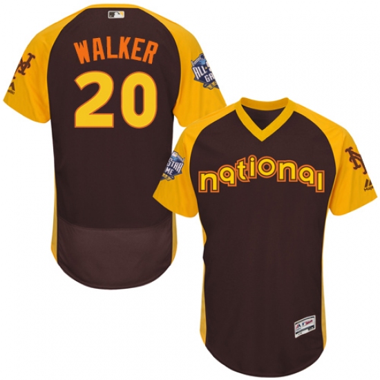 Men's Majestic New York Mets 20 Neil Walker Brown 2016 All-Star National League BP Authentic Collection Flex Base MLB Jersey