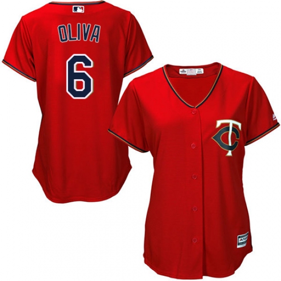 Women's Majestic Minnesota Twins 6 Tony Oliva Authentic Scarlet Alternate Cool Base MLB Jersey