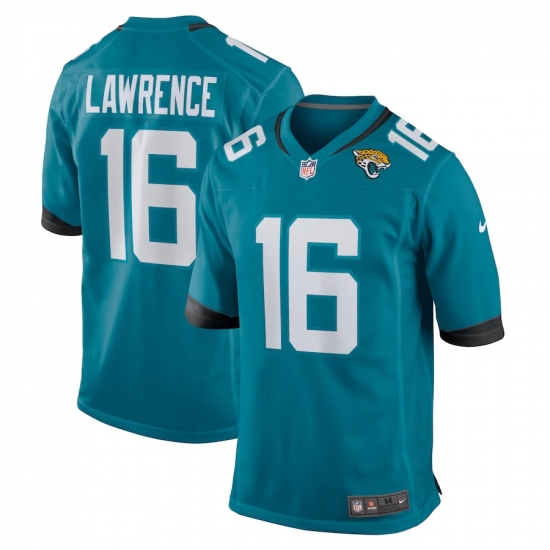 Men's Jacksonville Jaguars 16 Trevor Lawrence Nike Teal 2021 NFL Draft First Round Pick Game Jersey