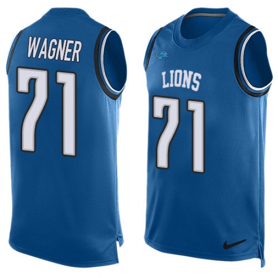 Men's Nike Detroit Lions 71 Ricky Wagner Limited Light Blue Player Name & Number Tank Top NFL Jersey