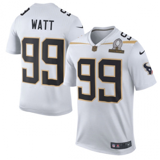 Men's Nike Houston Texans 99 J.J. Watt Elite White Team Rice 2016 Pro Bowl NFL Jersey