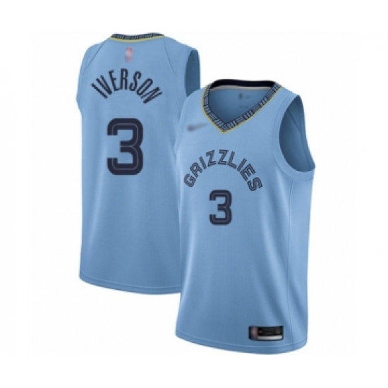 Youth Memphis Grizzlies 3 Allen Iverson Swingman Blue Finished Basketball Jersey Statement Edition