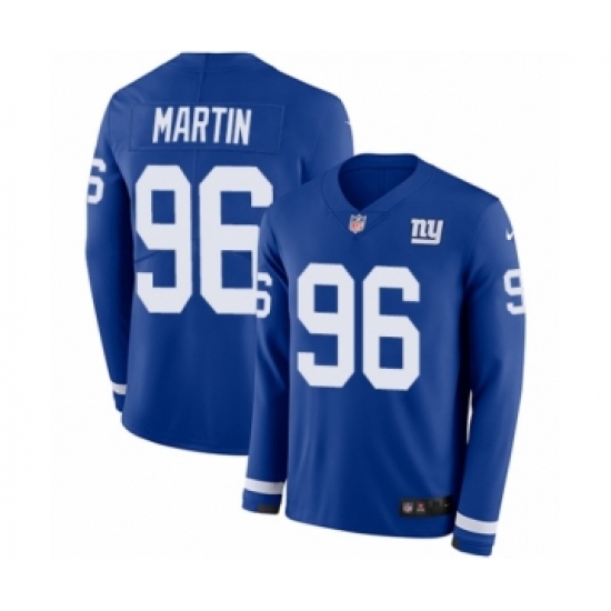 Youth Nike New York Giants 96 Kareem Martin Limited Royal Blue Therma Long Sleeve NFL Jersey