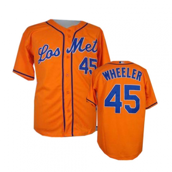 Men's Majestic New York Mets 45 Zack Wheeler Authentic Orange Los Mets Cool Base MLB Jersey