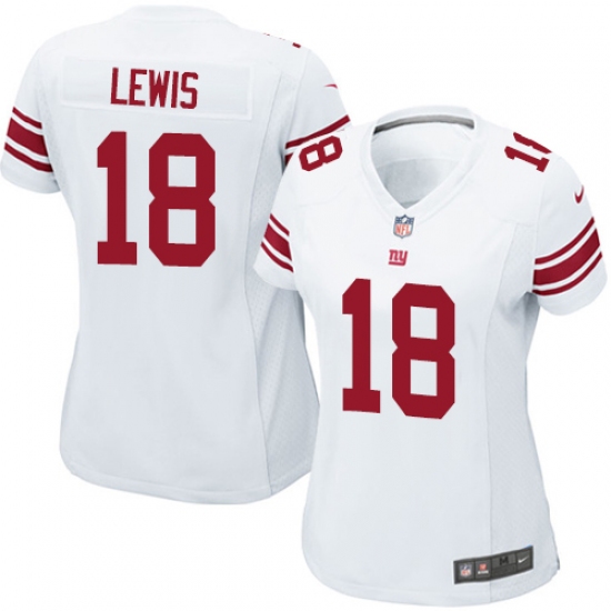 Women's Nike New York Giants 18 Roger Lewis Game White NFL Jersey