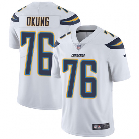 Youth Nike Los Angeles Chargers 76 Russell Okung White Vapor Untouchable Limited Player NFL Jersey