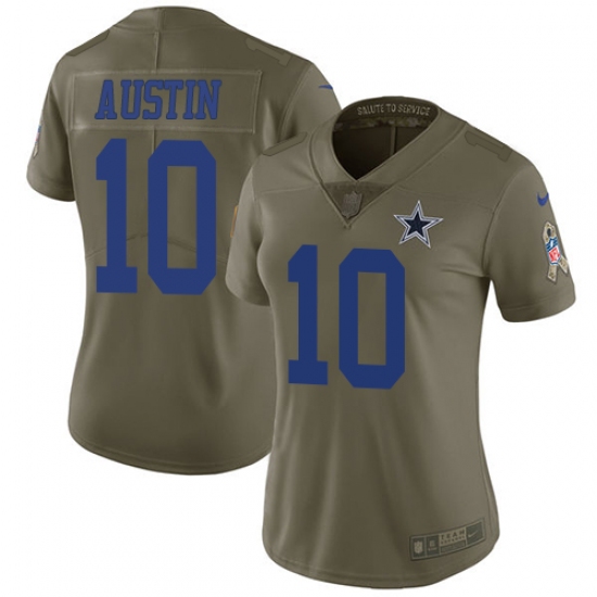 Women's Nike Dallas Cowboys 10 Tavon Austin Limited Olive 2017 Salute to Service NFL Jersey
