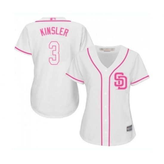 Women's San Diego Padres 3 Ian Kinsler Replica White Fashion Cool Base Baseball Jersey