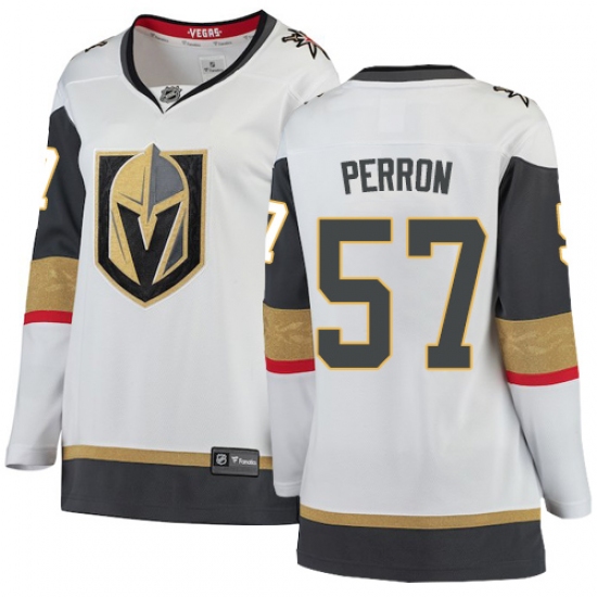 Women's Vegas Golden Knights 57 David Perron Authentic White Away Fanatics Branded Breakaway NHL Jersey