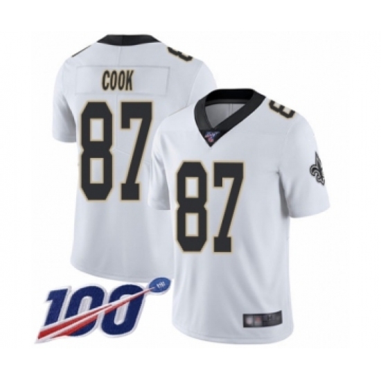 Men's New Orleans Saints 87 Jared Cook White Vapor Untouchable Limited Player 100th Season Football Jersey