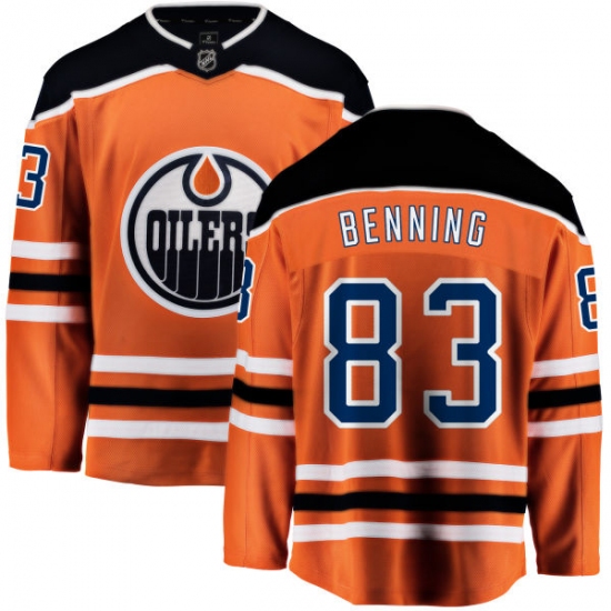 Youth Edmonton Oilers 83 Matt Benning Fanatics Branded Orange Home Breakaway NHL Jersey