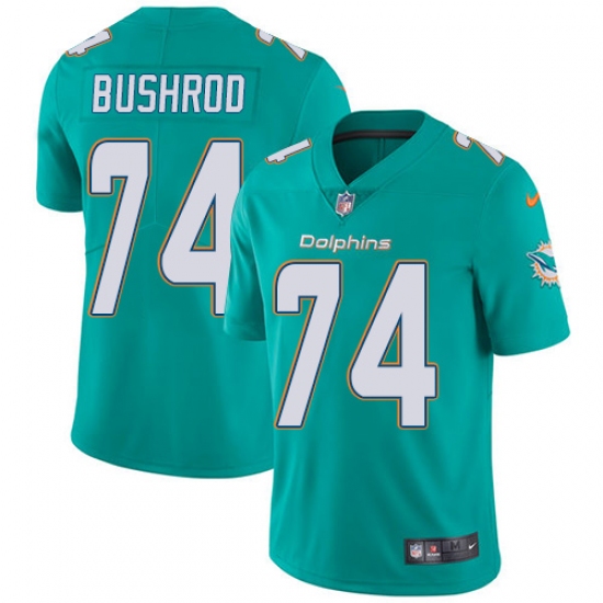 Men's Nike Miami Dolphins 74 Jermon Bushrod Aqua Green Team Color Vapor Untouchable Limited Player NFL Jersey