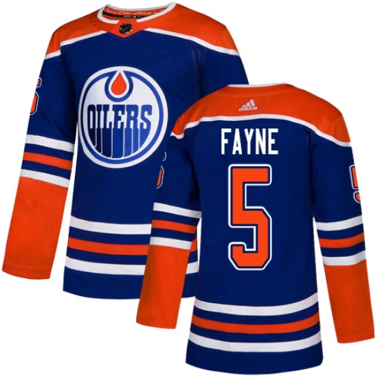 Men's Adidas Edmonton Oilers 5 Mark Fayne Premier Royal Blue Alternate NHL Jersey