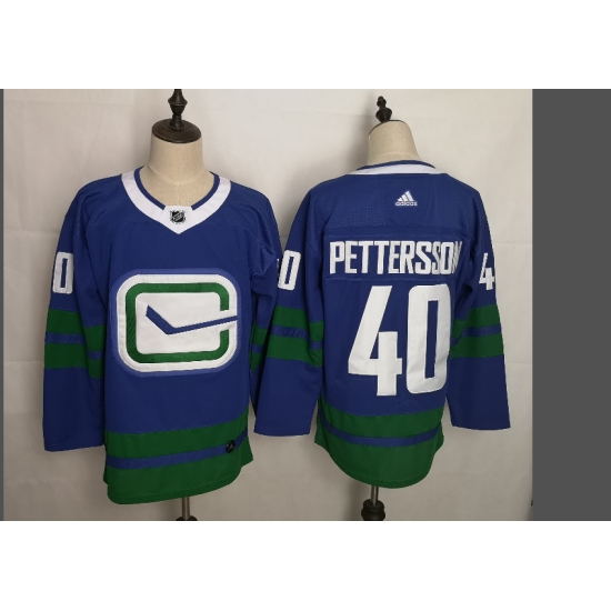 Men's Vancouver Canucks 40 Elias Pettersson Blue adidas 2019/20 Alternate Authentic Jersey