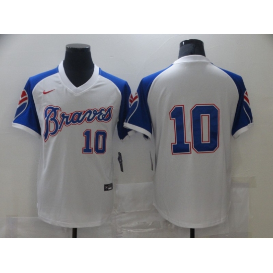 Men's Nike Atlanta Braves 10 Atlanta Braves White Stitched Baseball Jersey