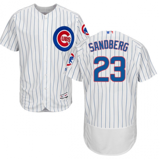 Men's Majestic Chicago Cubs 23 Ryne Sandberg White Home Flex Base Authentic Collection MLB Jersey