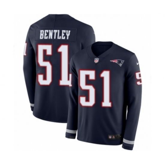 Youth Nike New England Patriots 51 Ja'Whaun Bentley Limited Navy Blue Therma Long Sleeve NFL Jersey