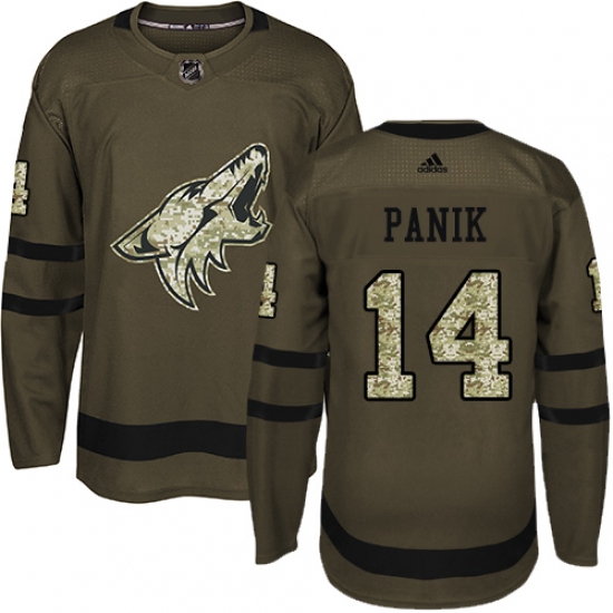 Men's Adidas Arizona Coyotes 14 Richard Panik Authentic Green Salute to Service NHL Jersey