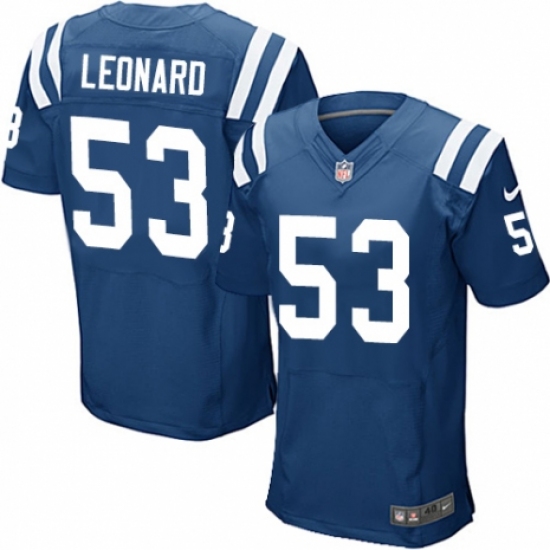 Men's Nike Indianapolis Colts 53 Darius Leonard Elite Royal Blue Team Color NFL Jersey