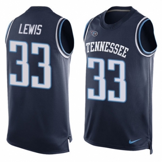 Men's Nike Tennessee Titans 33 Dion Lewis Limited Navy Blue Player Name & Number Tank Top NFL Jersey