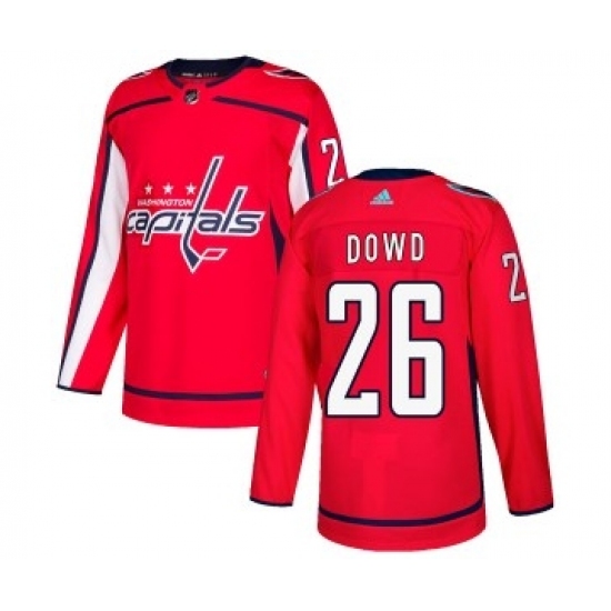 Men's Washington Capitals 26 Nic Dowd Adidas Authentic Home Jersey - Red