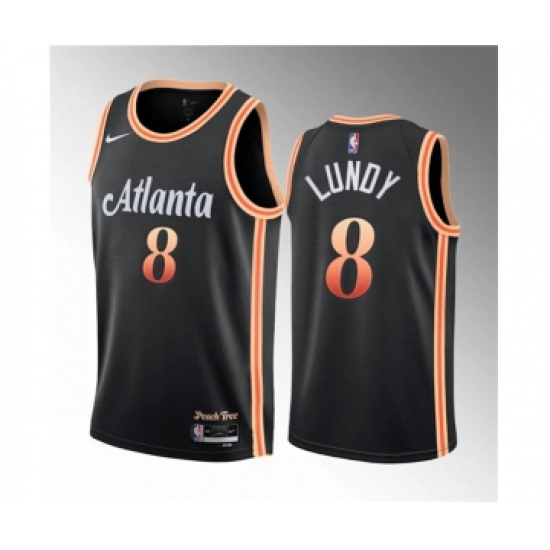 Men's Atlanta Hawks 8 Seth Lundy Black 2023 Draft City Edition Stitched Jersey