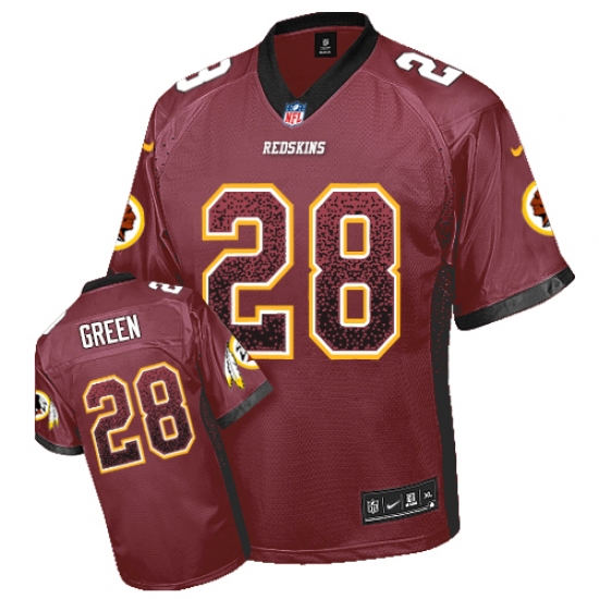 Men's Nike Washington Redskins 28 Darrell Green Elite Burgundy Red Drift Fashion NFL Jersey