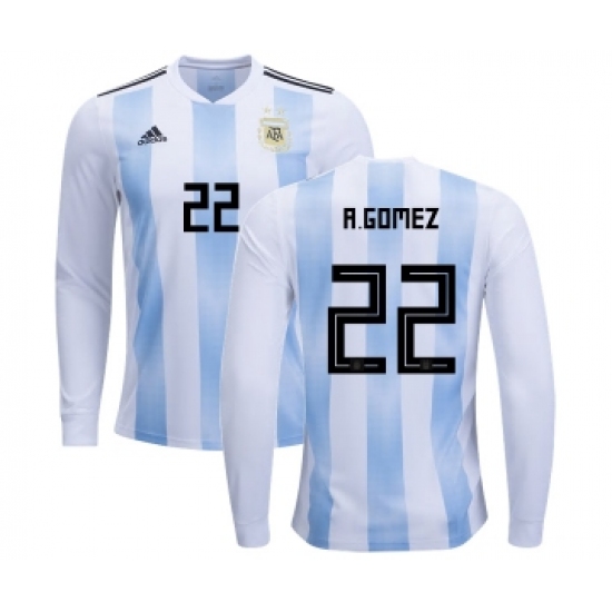 Argentina 22 R.Gomez Home Long Sleeves Kid Soccer Country Jersey