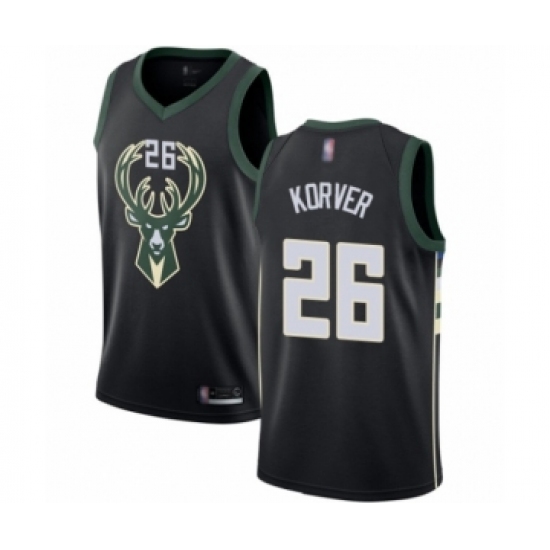 Men's Milwaukee Bucks 26 Kyle Korver Authentic Black Basketball Jersey - Statement Edition