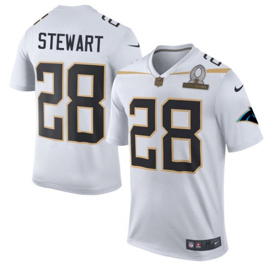 Men's Nike Carolina Panthers 28 Jonathan Stewart Elite White Team Rice 2016 Pro Bowl NFL Jersey