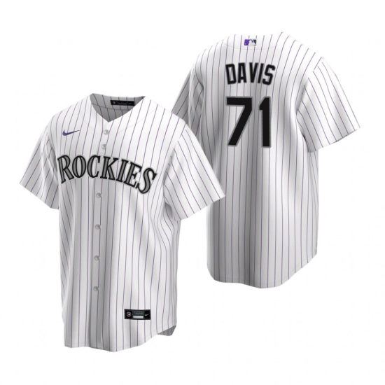 Men's Nike Colorado Rockies 71 Wade Davis White Home Stitched Baseball Jersey