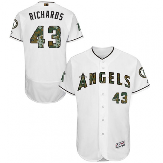 Men's Majestic Los Angeles Angels of Anaheim 43 Garrett Richards Authentic White 2016 Memorial Day Fashion Flex Base MLB Jersey