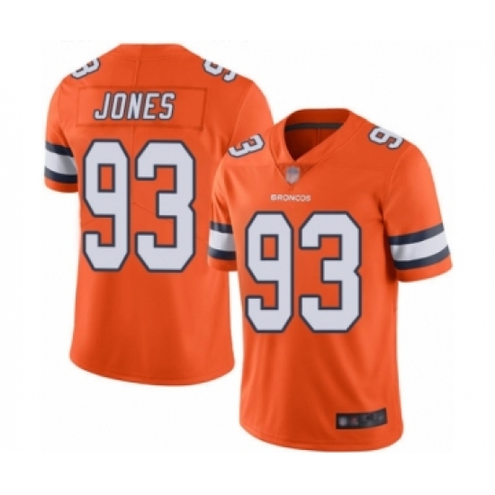 Men's Denver Broncos 93 Dre'Mont Jones Limited Orange Rush Vapor Untouchable Football Jersey