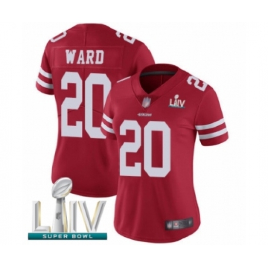 Women's San Francisco 49ers 20 Jimmie Ward Red Team Color Vapor Untouchable Limited Player Super Bowl LIV Bound Football Jersey