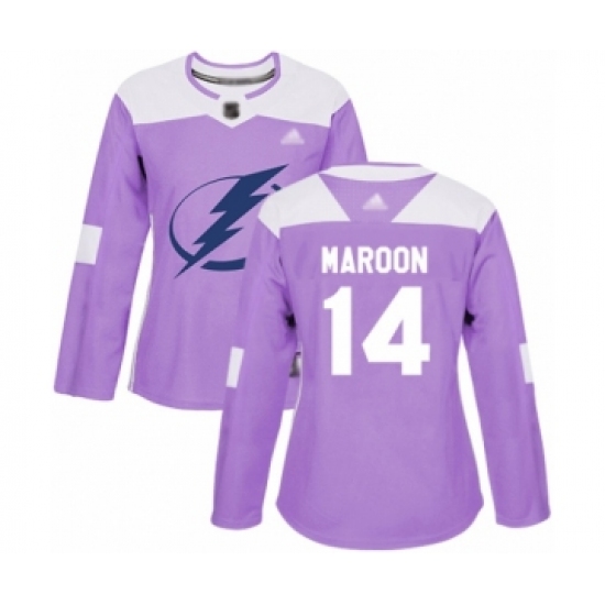 Women's Tampa Bay Lightning 14 Patrick Maroon Authentic Purple Fights Cancer Practice Hockey Jersey