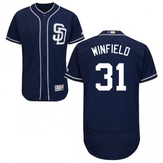 Men's Majestic San Diego Padres 31 Dave Winfield Navy Blue Alternate Flex Base Authentic Collection MLB Jersey