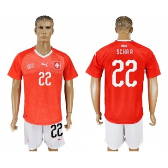 Switzerland 22 Schar Red Home Soccer Country Jersey