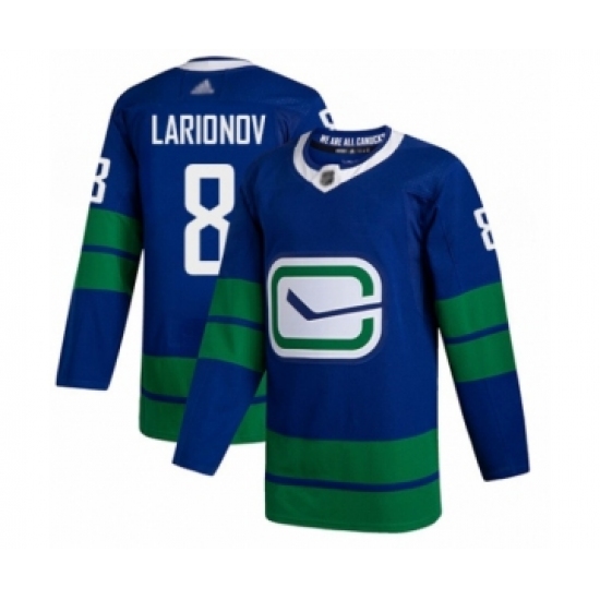 Men's Vancouver Canucks 8 Igor Larionov Authentic Royal Blue Alternate Hockey Jersey