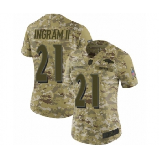 Women's Baltimore Ravens 21 Mark Ingram II Limited Camo 2018 Salute to Service Football Jersey