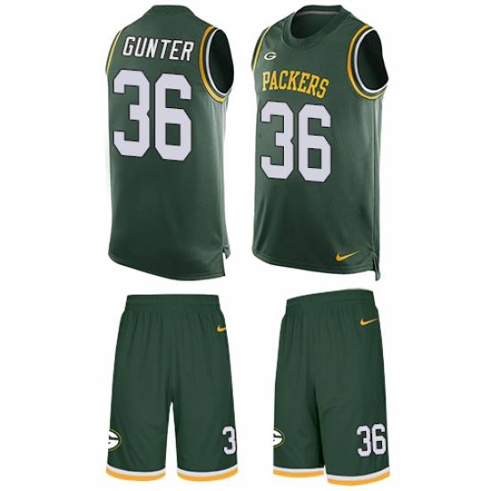 Men's Nike Green Bay Packers 36 LaDarius Gunter Limited Green Tank Top Suit NFL Jersey