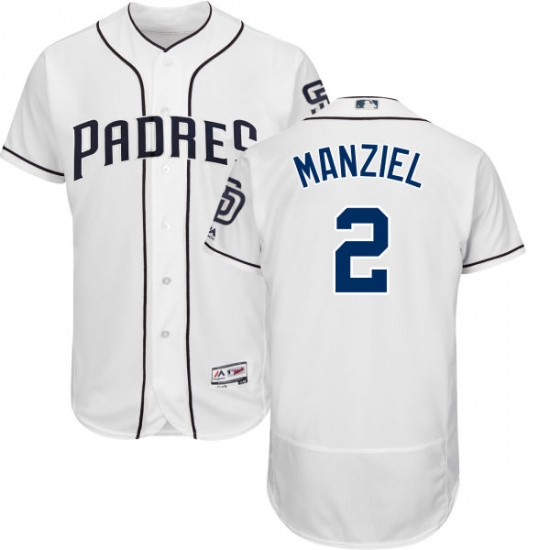 Men's Majestic San Diego Padres 2 Johnny Manziel White Home Flex Base Authentic Collection MLB Jersey