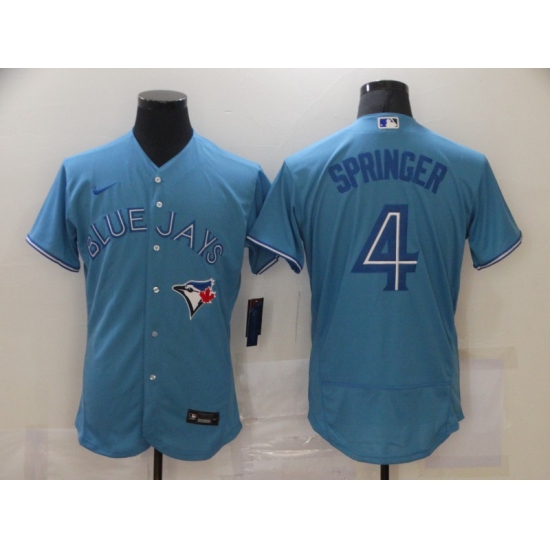 Men's Toronto Blue Jays 4 George Springer Light Blue Nike Royal Alternate Replica Player Jersey