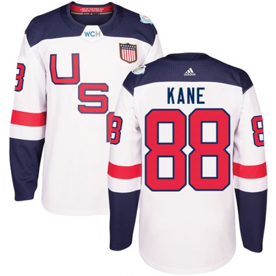 Youth Adidas Team USA 88 Patrick Kane Authentic White Home 2016 World Cup Ice Hockey Jersey