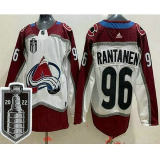 Men's Colorado Avalanche 96 Mikko Rantanen White 2022 Stanley Cup Stitched Jersey