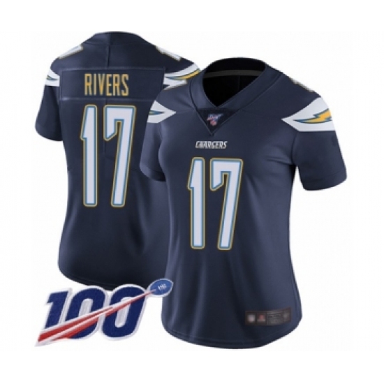 Women's Nike Los Angeles Chargers 17 Philip Rivers Navy Blue Team Color Vapor Untouchable Limited Player 100th Season NFL Jersey