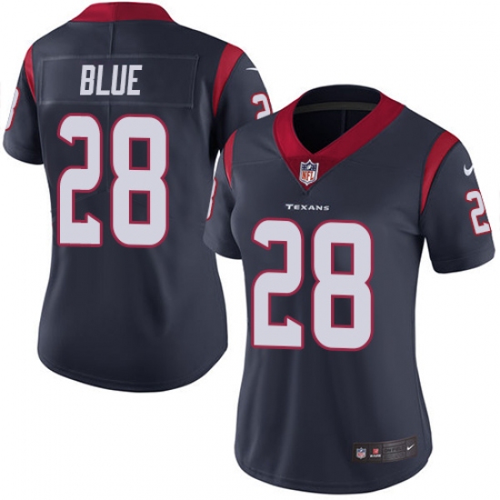 Women's Nike Houston Texans 28 Alfred Blue Elite Navy Blue Team Color NFL Jersey