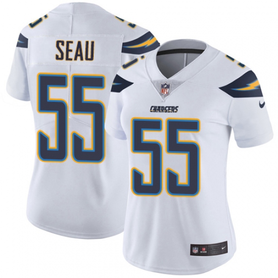 Women's Nike Los Angeles Chargers 55 Junior Seau Elite White NFL Jersey