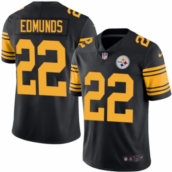 Youth Nike Pittsburgh Steelers 22 Terrell Edmunds Limited Black Rush Vapor Untouchable NFL Jersey