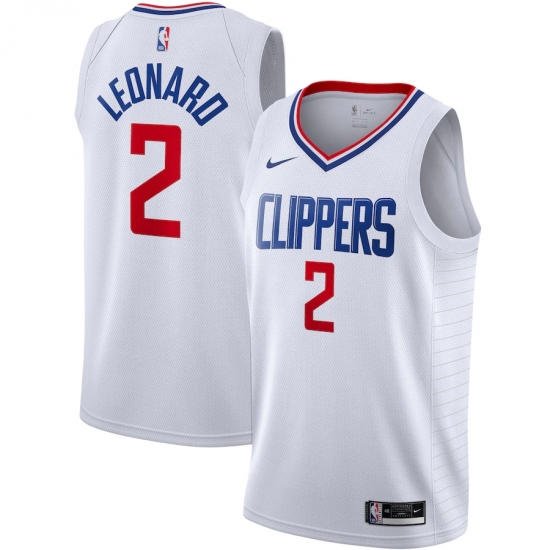 Men's LA Clippers 2 Kawhi Leonard Nike White 2020-21 Swingman Jersey